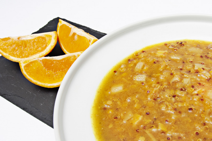Lęšių ir kynvos sriuba su imbieru bei apelsinais